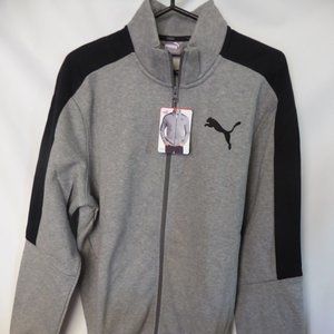 PUMA BRAND MENS GRAY WITH BLACK LONG SLEEVE TRACK JACKET WITH FULL ZIPPER L NEW